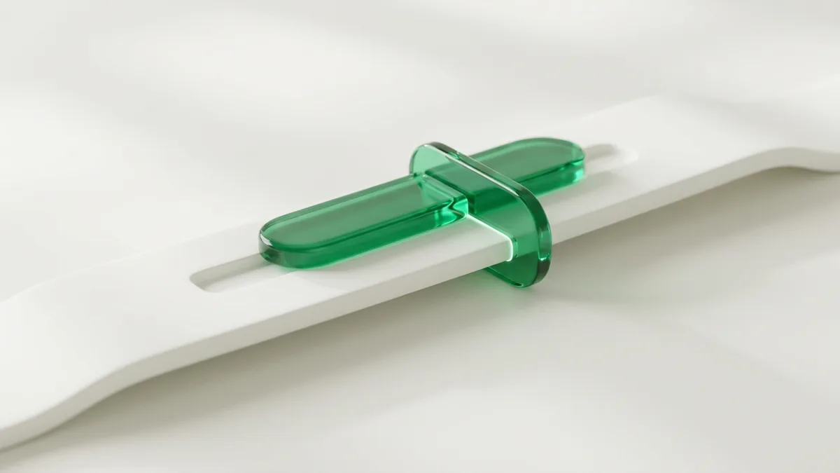 Abstract emerald and white render of buying points in sports betting nudging a football spread across a key number