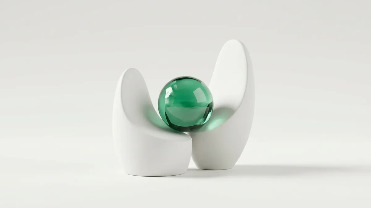 Abstract emerald and white render illustrating over/under totals betting and the middle window between two numbers